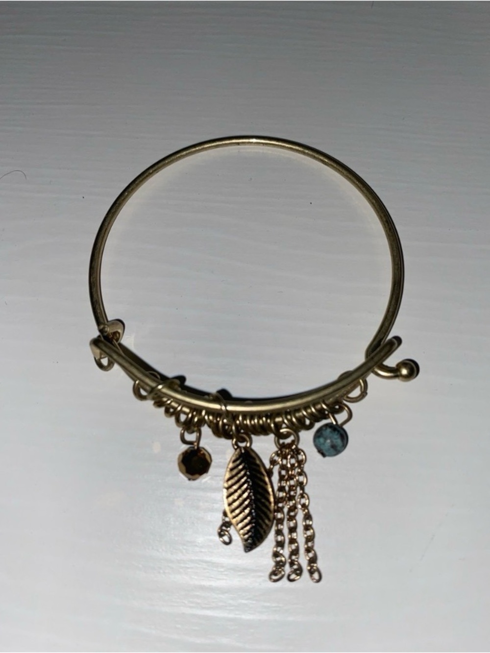 Gold-Tone Leaf Charm Bangle Bracelet - Women Jewelry